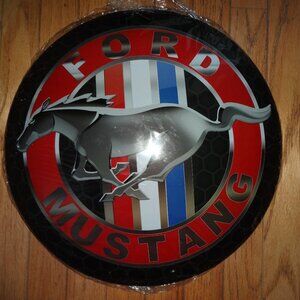 Mustang 16" Dome Metal Wall Sign - Vehicle Home Wall Decor Man Cave